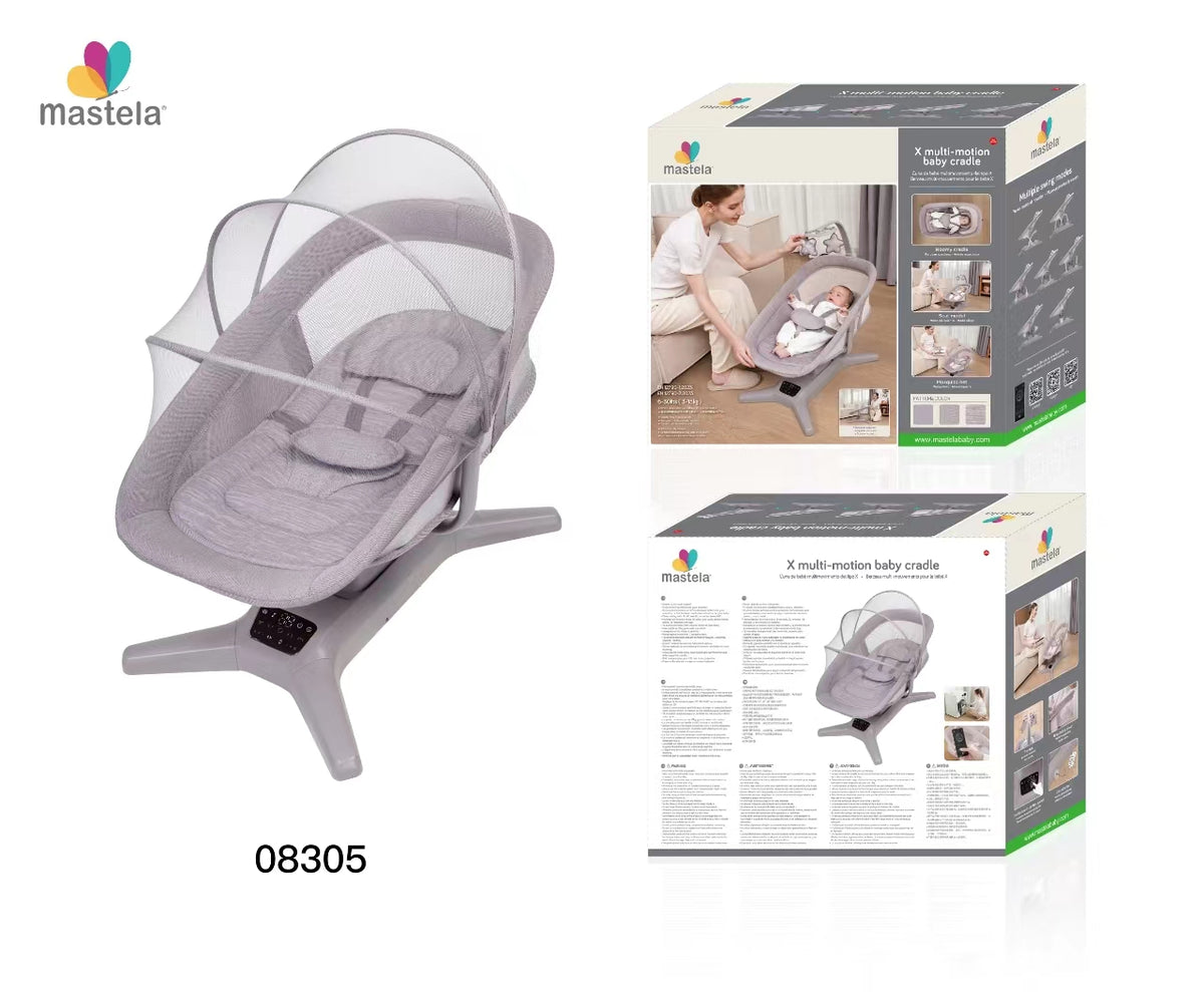 Mastela Swing X multi-motion baby cradle Lite Grey Birth to 36M - Open Box