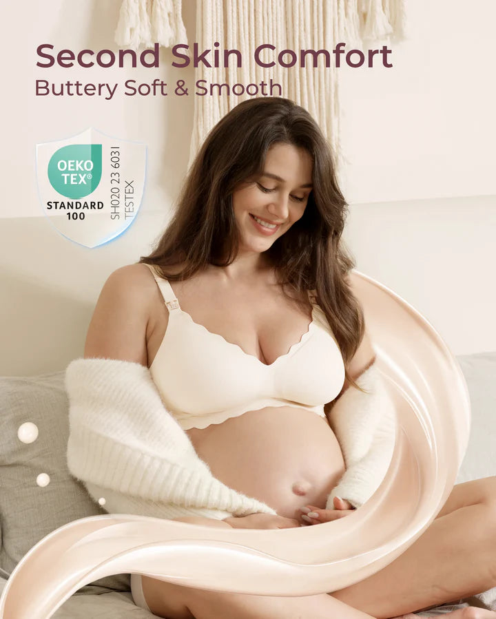 Momcozy Maternity Accessory Seamless Support Floral Nursing Bra-Skin