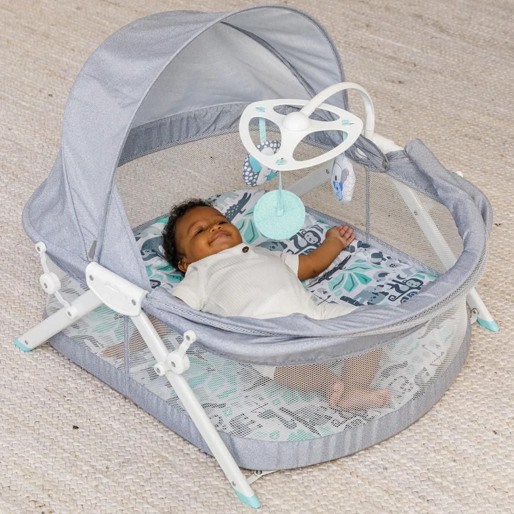 Infantino Sweet Dreams Fold &amp; Go Bassinet Grey Birth to 9 months