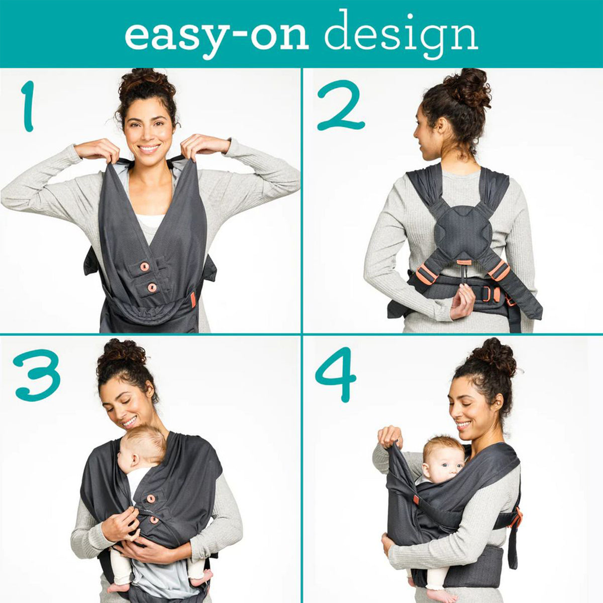 Infantino Hug &amp; Cuddle Adjustable Hybrid Wrap Carrier Black Birth to 12 Months