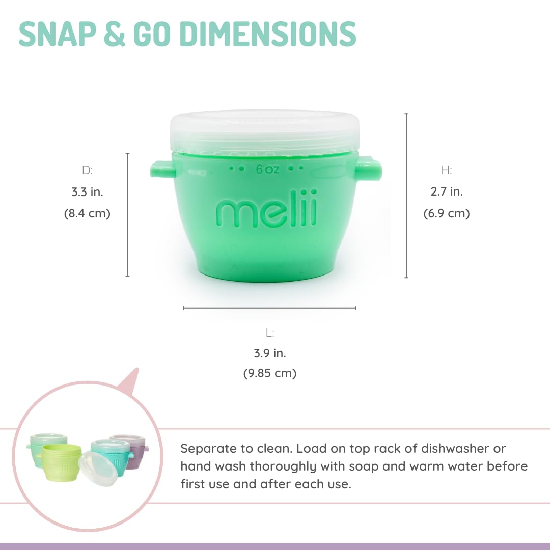Melii Snap & Go Pods (6oz) - 4 piece set Multicolor ~ 3 to 24 Months- Open Box