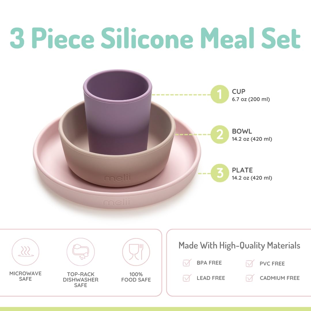 Melii 3 Piece Silicone Feeding Set - 6 to 36 Months
