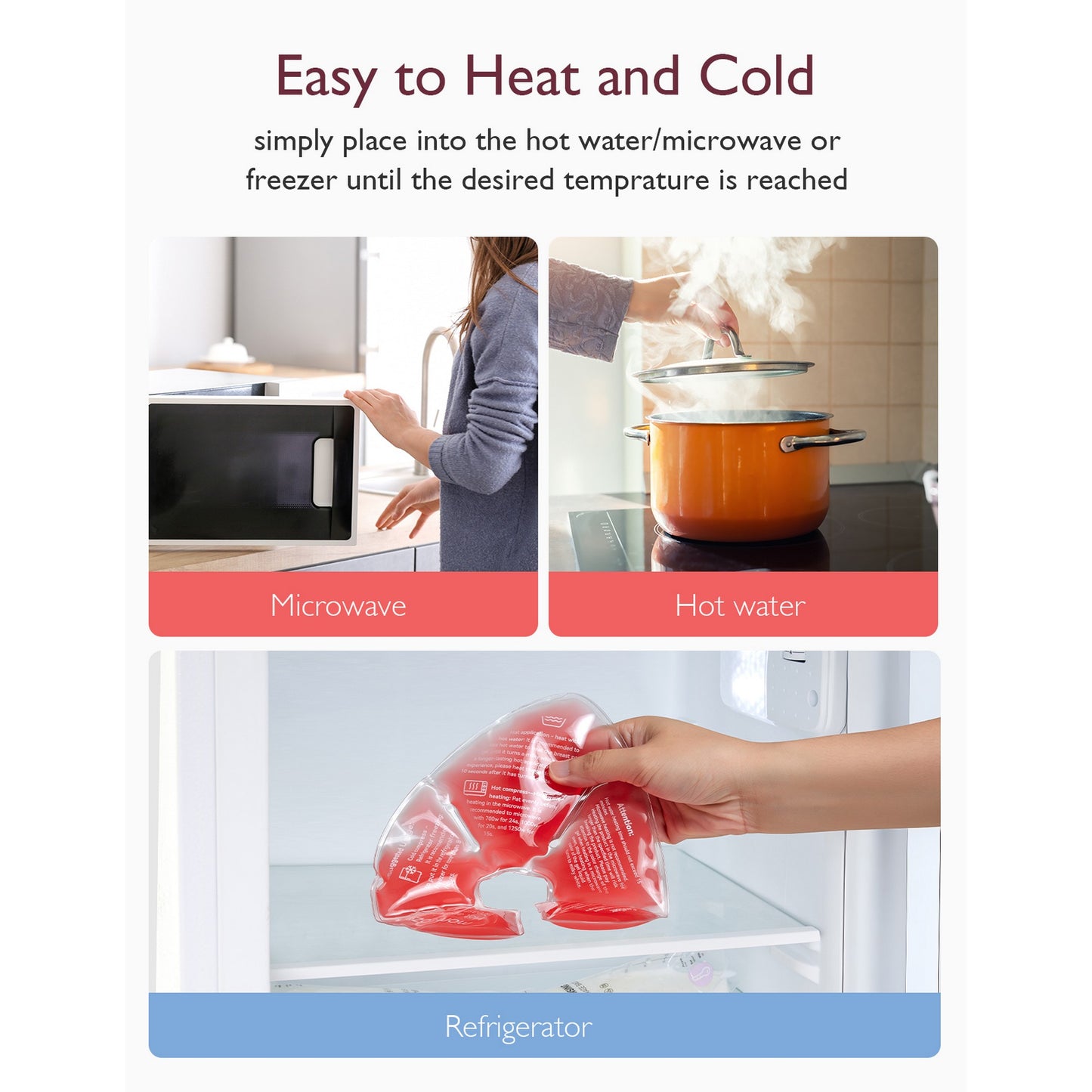 Momcozy Maternity Accessory Large Reusable Breast Therapy Packs Pink