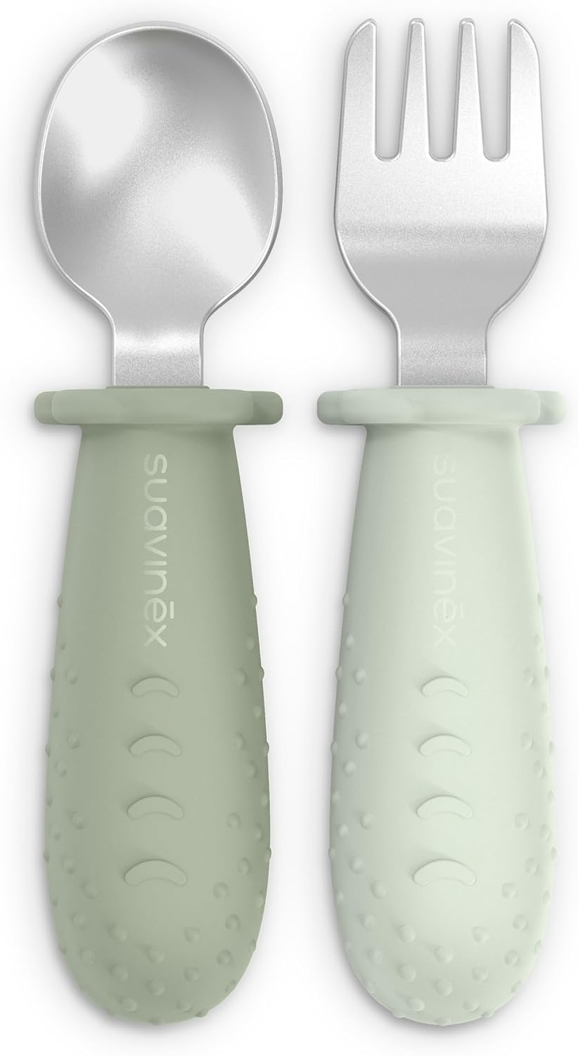 Suavinex Set of 2 Silicone Learning Pre-Spoons with Stainless Steel Tip (6-18 Months) - Suavinex