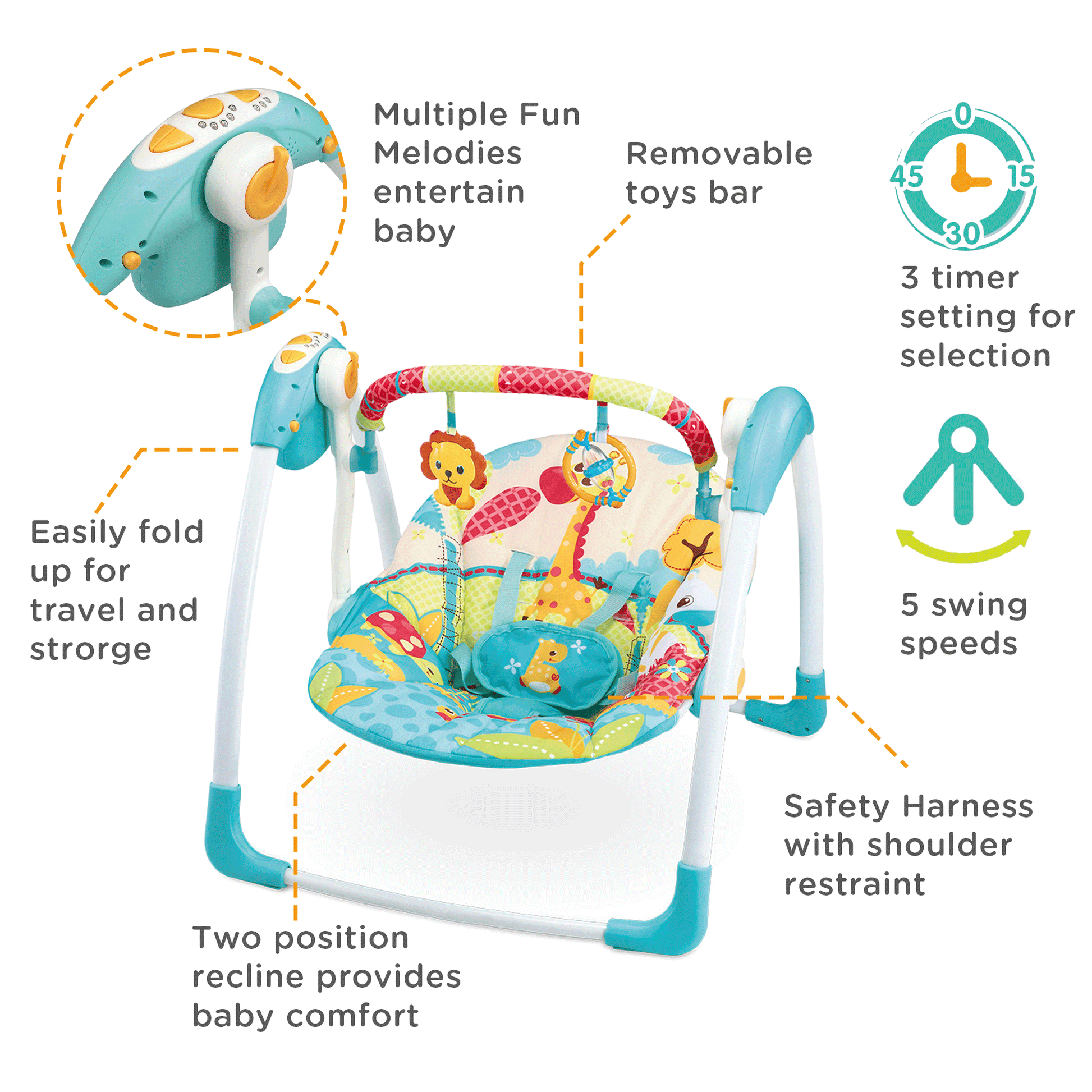 Mastela Portable Swing - 3months to 24months - Toys4All.in