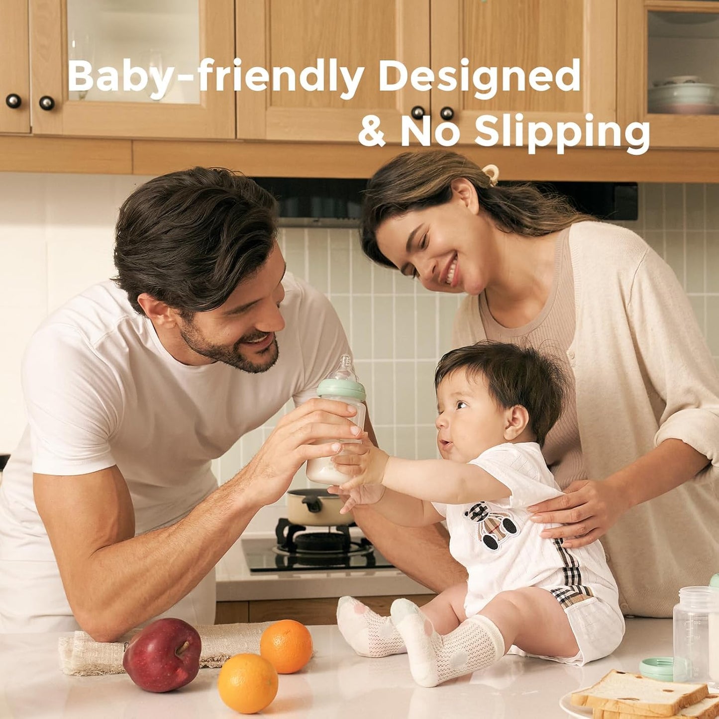 Momcozy Breastfeeding Access Natural Baby Bottle, 11oz Wide-Neck Breast Milk Container*4 Green