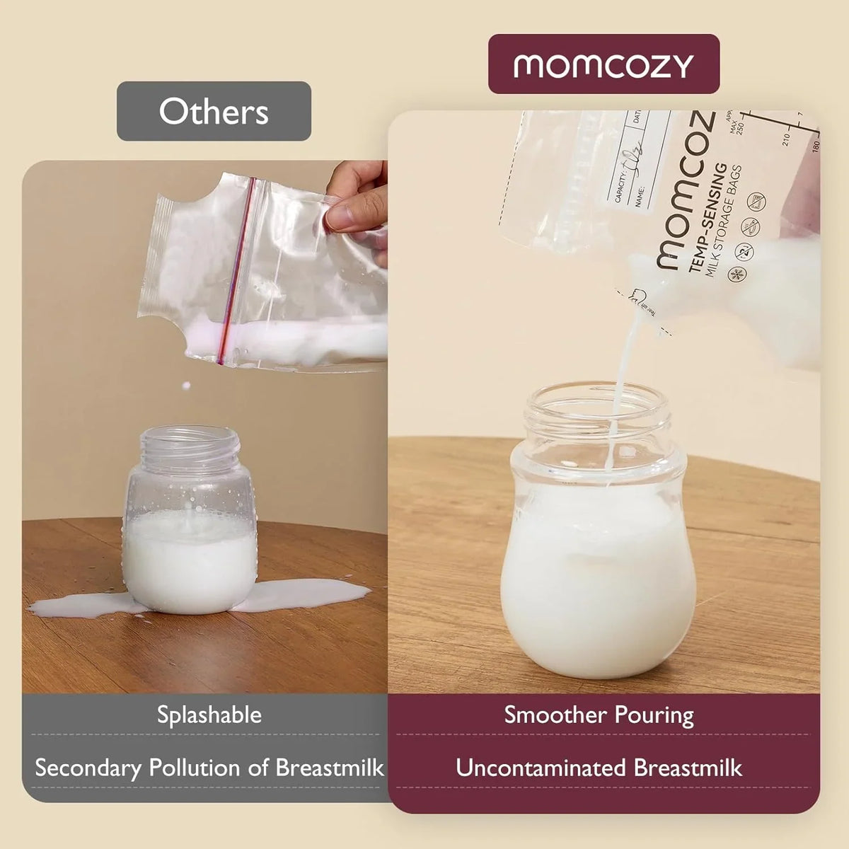 Momcozy Spout Breastmilk Storage Bags - 60 Pcs - Temperature Sensing, Leak-Proof, Pre-Sterilized - image 5