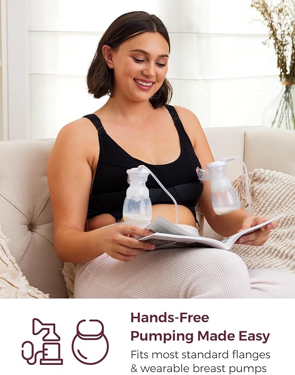 Momcozy Maternity Accessory 4-in-1 Hands-Free Pumping Bra - Leopard Black