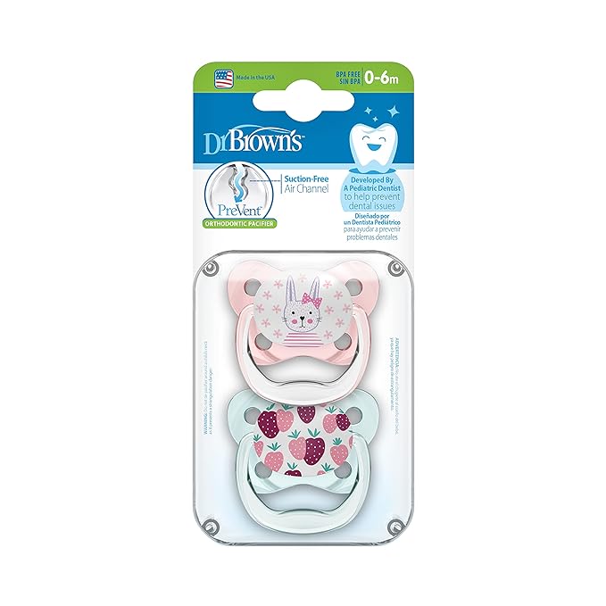 Dr. Brown's Pacifier Prevent Butterfly Soother - Stage 1 Pink (Pack of 2) (Birth to 6 Months)