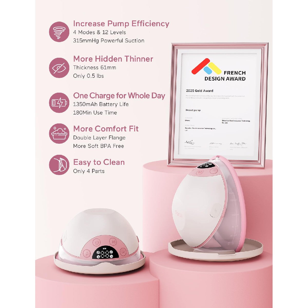 Paruu Breast Pump Paruu P20 Single Pink