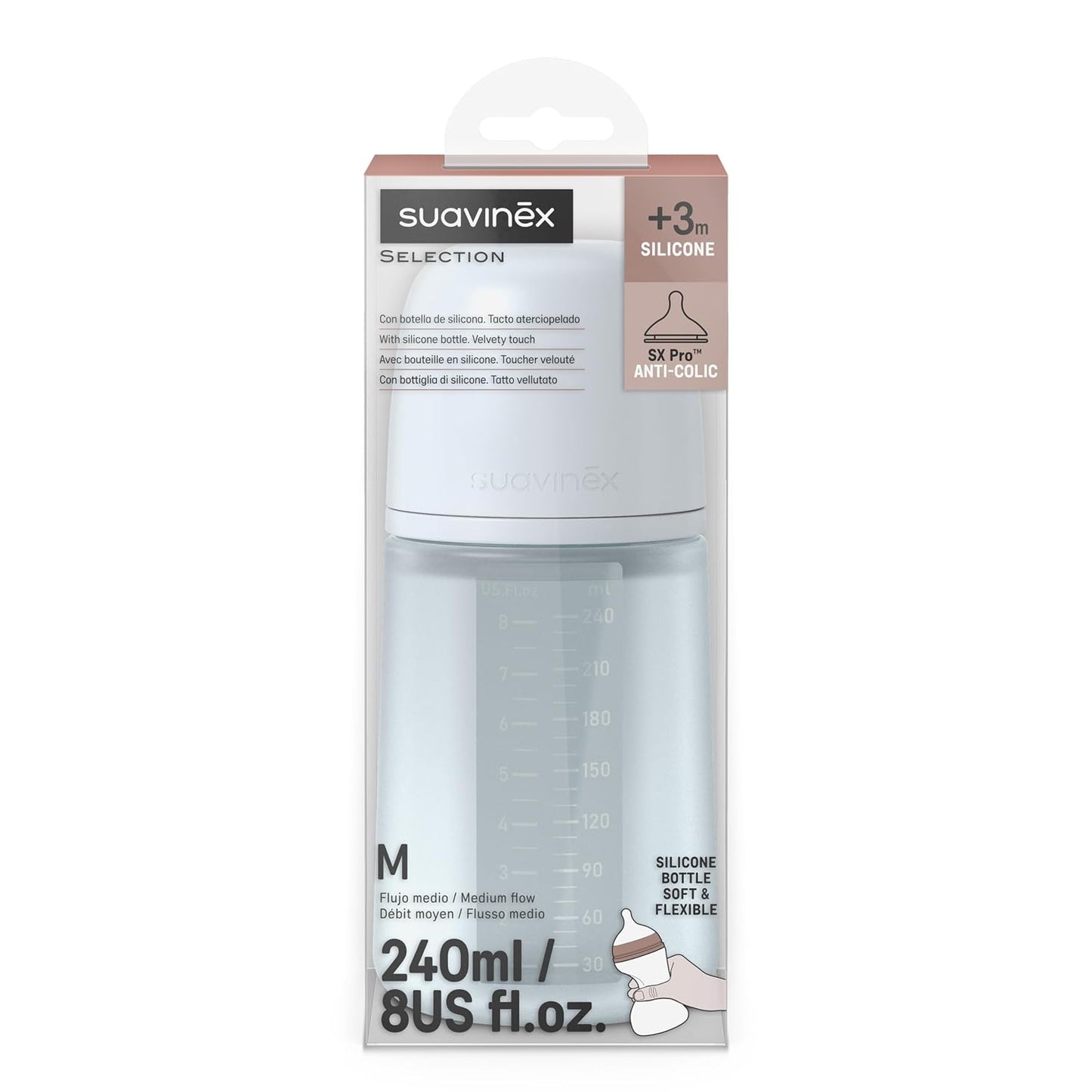 Suavinex Silicone Anti-Colic Feeding Bottle 240 ml with SX Pro Teat - Suavinex baby product