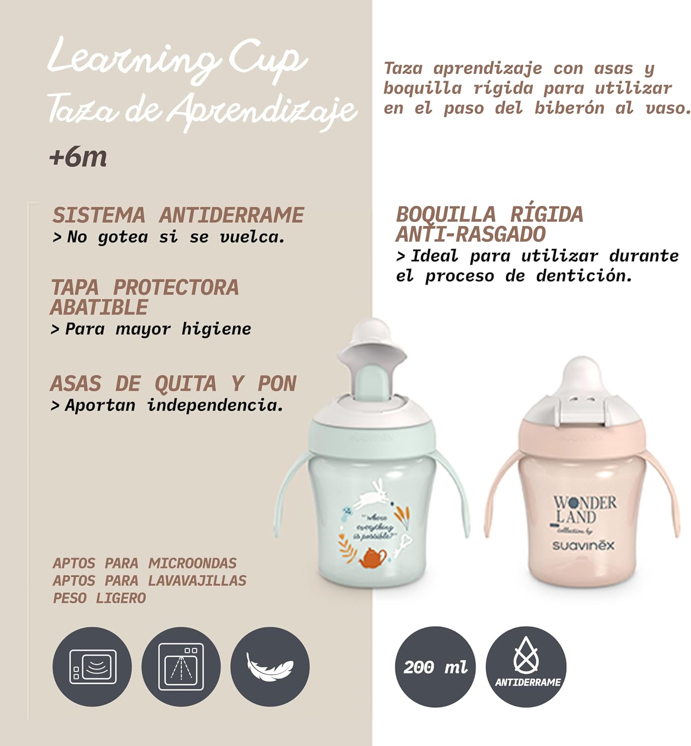 Suavinex Wonderland Learning Cup with Anti-Spill Spout & Removable Handles (6-18 Months) - Suavinex baby product