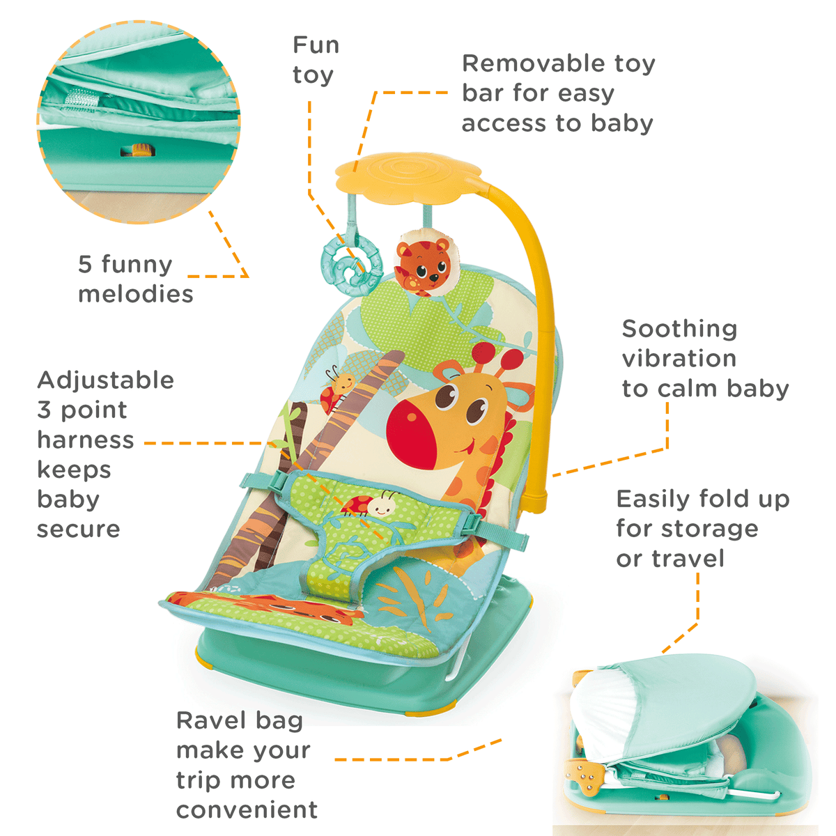 Mastela Fold Up Infant Seat - Birth+ 6 M