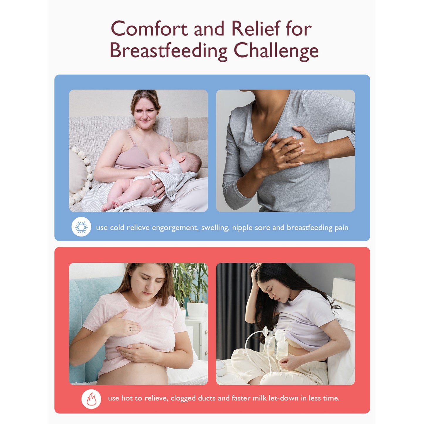 Momcozy Maternity Accessory Large Reusable Breast Therapy Packs Pink