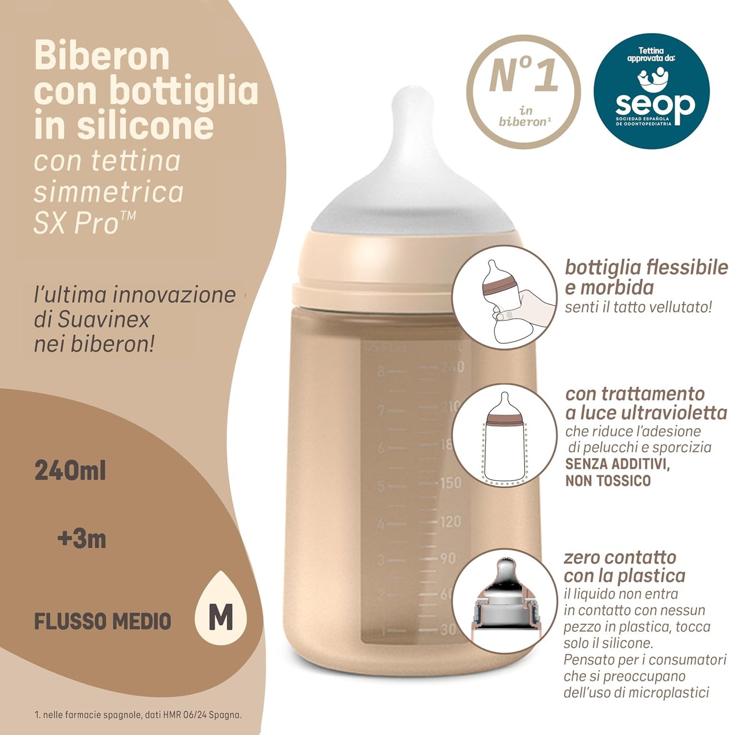 Suavinex Silicone Anti-Colic Feeding Bottle 240 ml with SX Pro Teat - Suavinex baby product