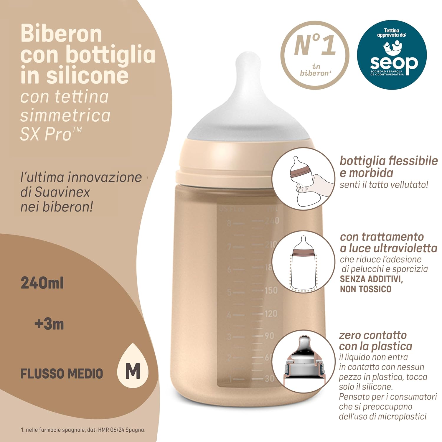 Suavinex Silicone Anti-Colic Feeding Bottle 240 ml with SX Pro Teat - Suavinex baby product