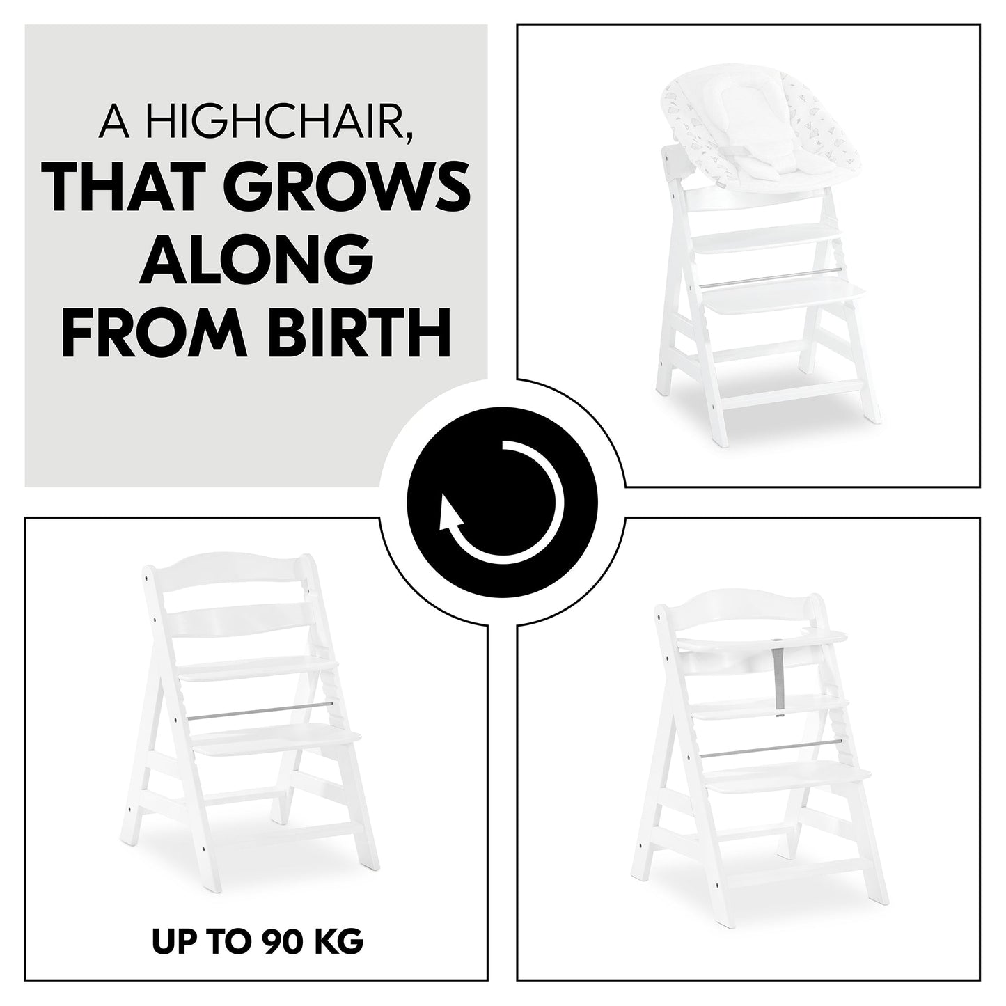 Hauck Alpha+B Highchair Natural 6months to Adult - Distressed Box