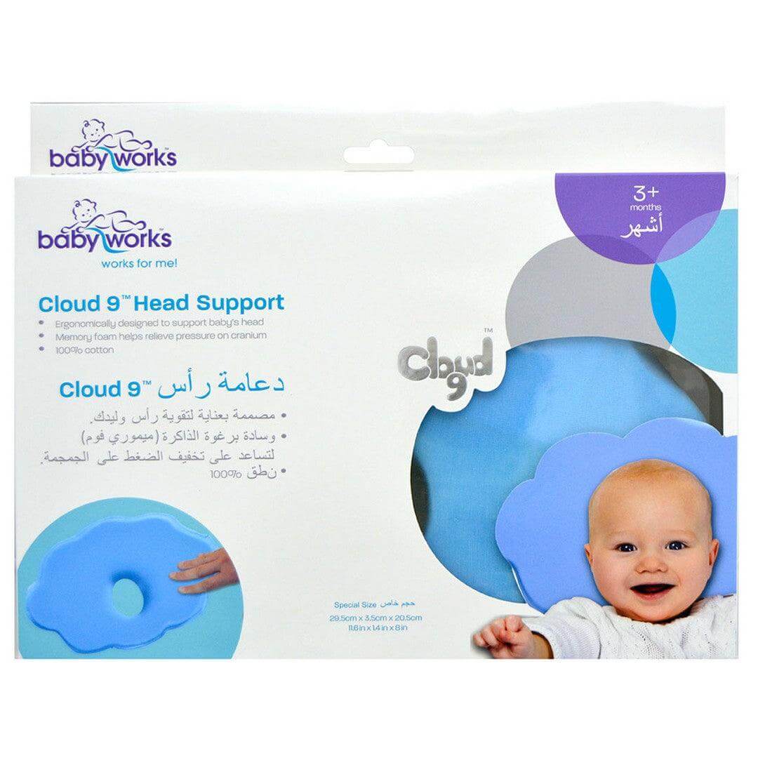 Babyworks Blue Color Cloud 9 Head Support With Bamboo Cover || Birth+ to 24months