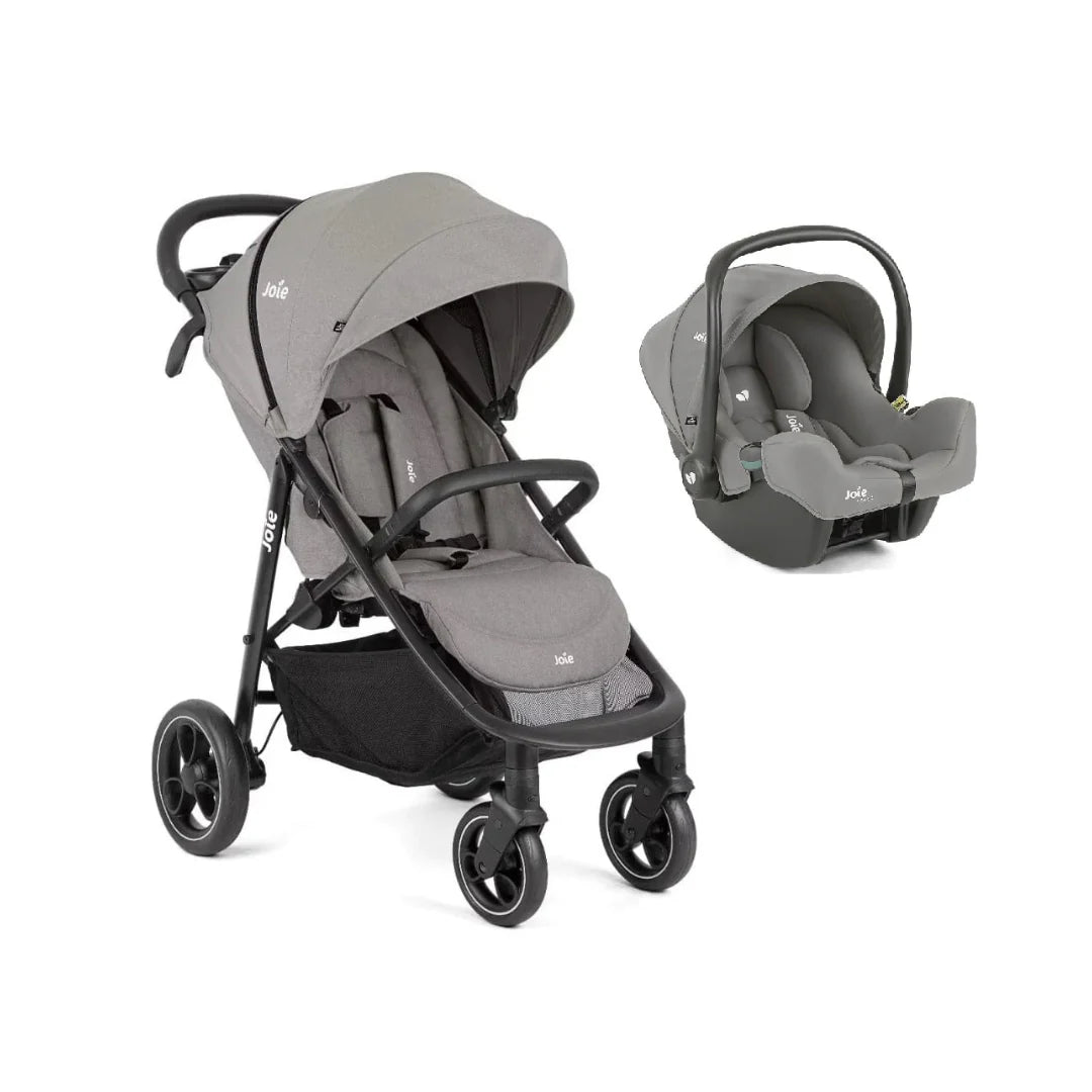 Joie Litetrax 4 Stroller &amp; Gemm Infant Carrier - Travel System - Pebble - Birth to 4 years