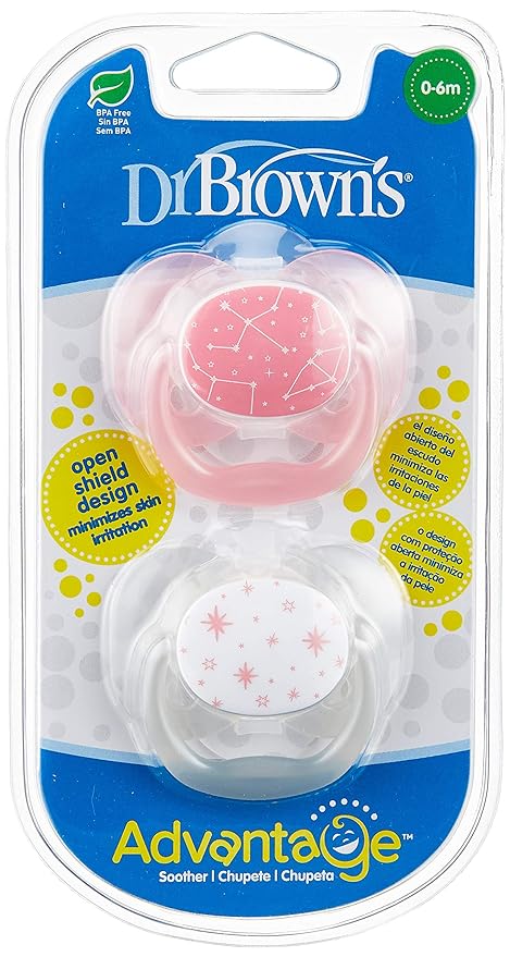 Dr. Brown's Advantage Pacifiers Stage 1 Pack of 2 (Birth to 6 Months) - Open Box