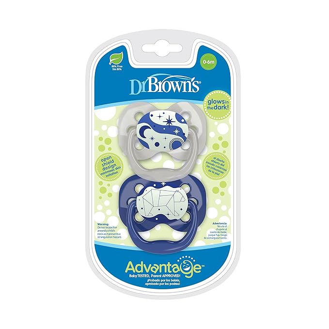 Dr. Brown's Advantage Pacifiers Stage 1 Pack of 2 (Birth to 6 Months) - Open Box