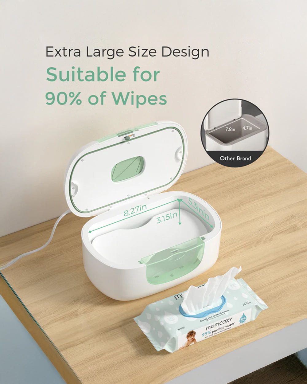 Momcozy Large Capacity Baby Wipe Warmer with 3 Level Night Light & 4 Temperature Settings - White - image 5