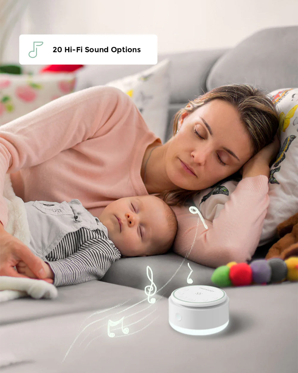 Momcozy Portable Baby Sound Machine with 20 Soothing Sounds & Dimmable Touch Lamp - White - image 2