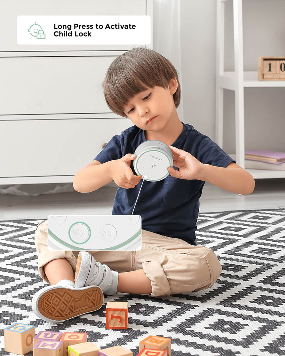 Momcozy Portable Baby Sound Machine with 20 Soothing Sounds & Dimmable Touch Lamp - White - image 3
