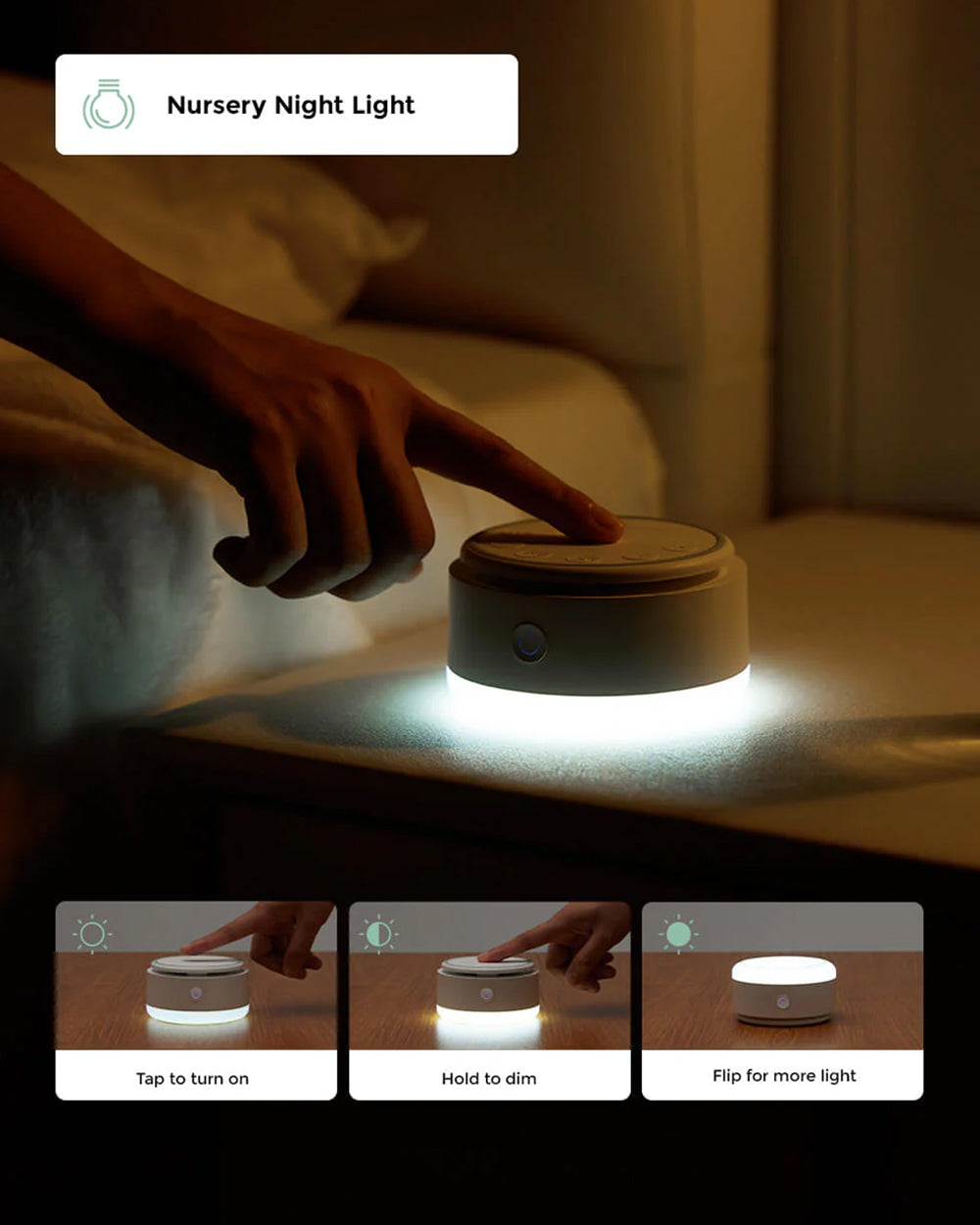 Momcozy Portable Baby Sound Machine with 20 Soothing Sounds & Dimmable Touch Lamp - White - image 6