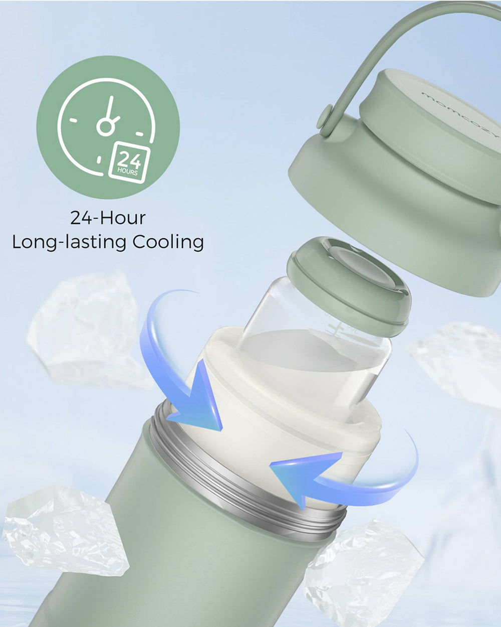 Momcozy Portable Baby Bottle Cooler - 24 Hour Ice-Free Cooling, 22oz with 2 Storage Bottles - image 21