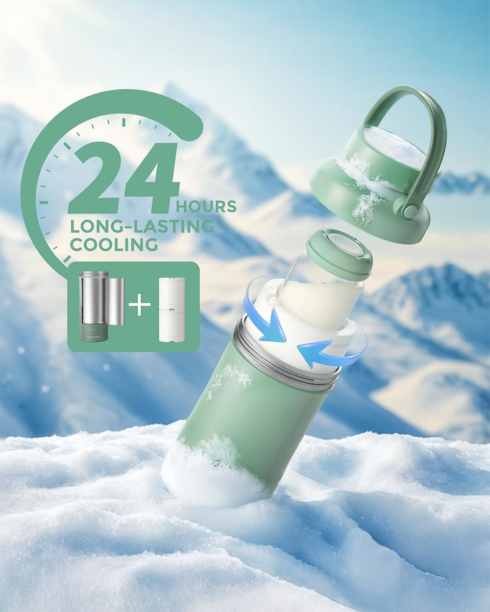 Momcozy Portable Baby Bottle Cooler - 24 Hour Ice-Free Cooling, 22oz with 2 Storage Bottles - image 7