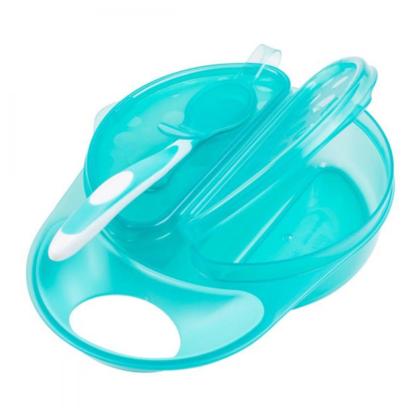 Dr. Brown Travel Fresh Light Green Bowl and Spoon || Pack of 1 || Used for 4months to 24months