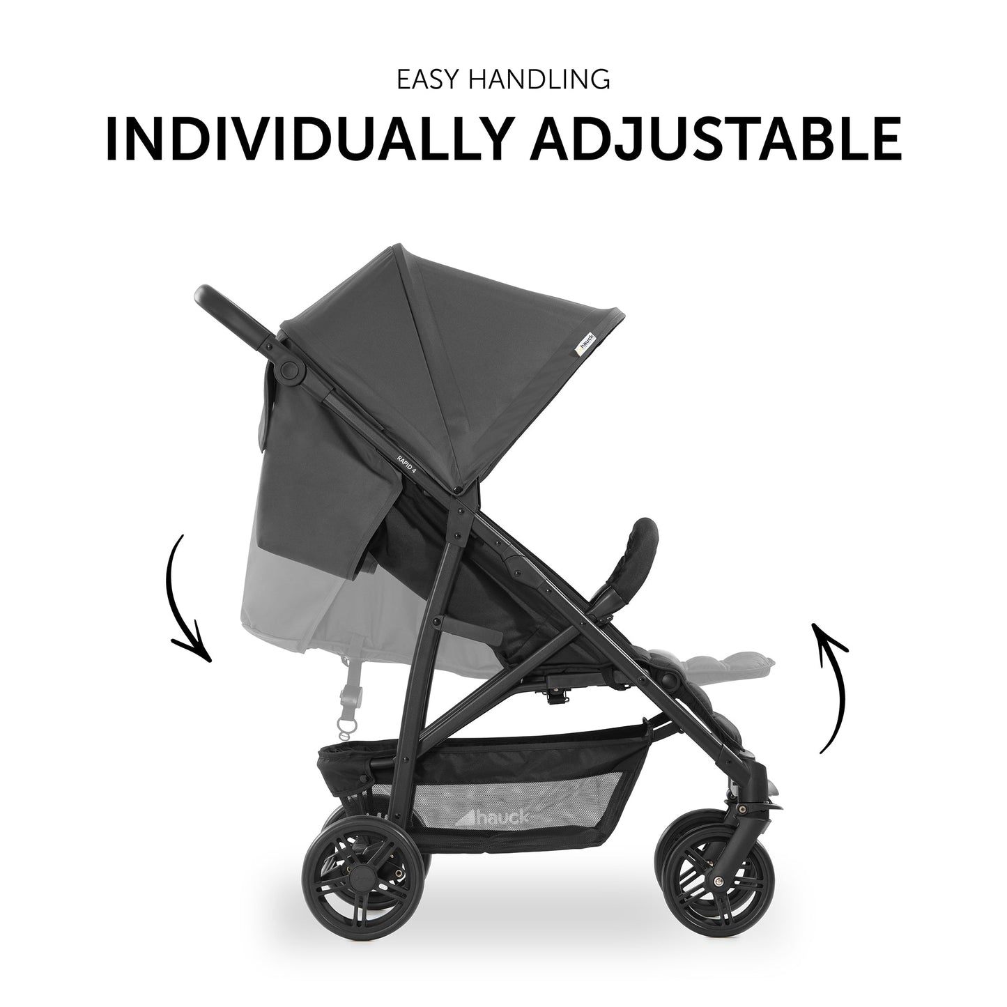 Hauck Grey Color Rapid 4 Stroller || Birth+ to 48months