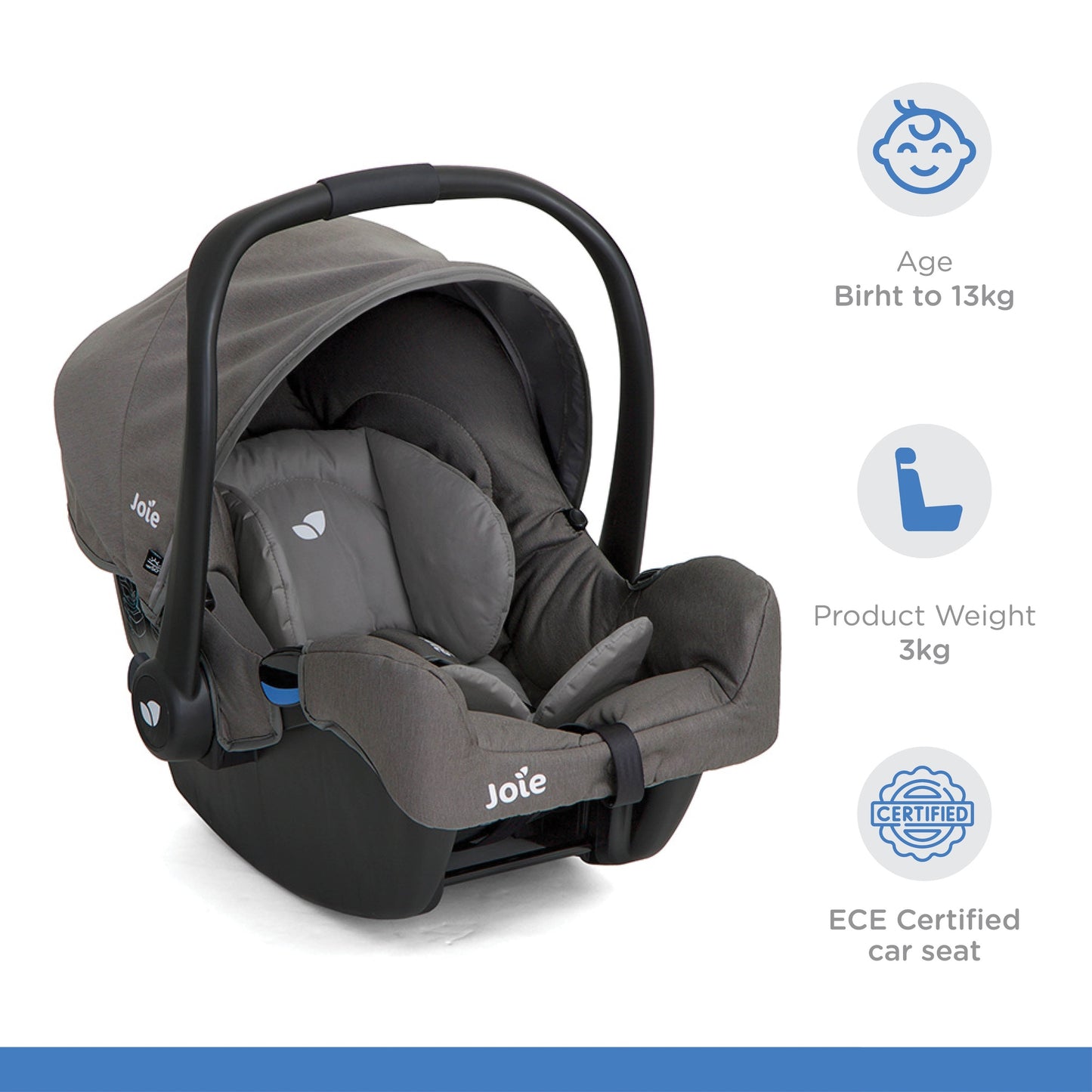 Joie Gemm Color Infant Carrier || Fashion - Foggy Grey || Birth+ to 12months