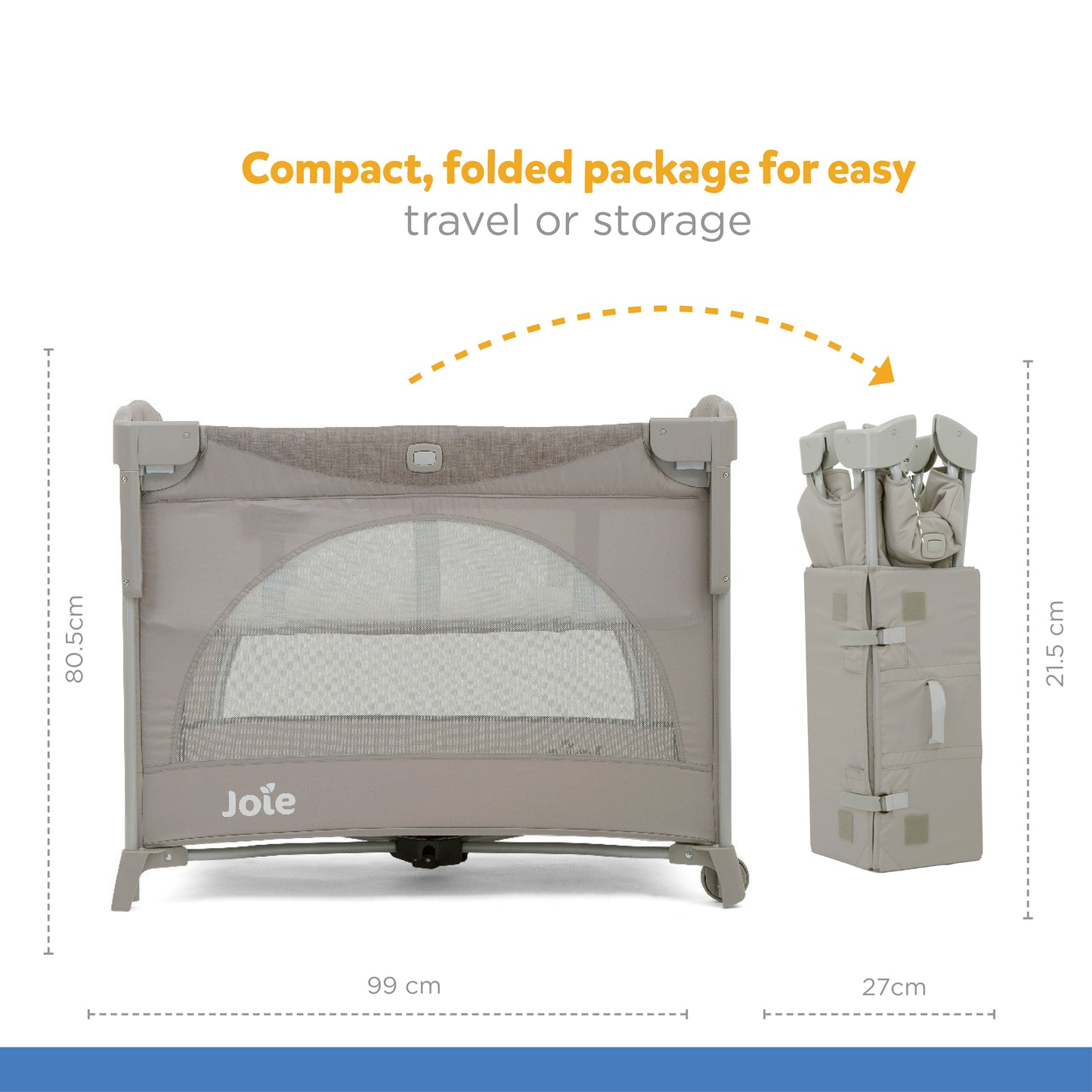 Joie Kubbie Sleep Playard || Fashion - Satellite || Birth+ to 36months - Toys4All.in