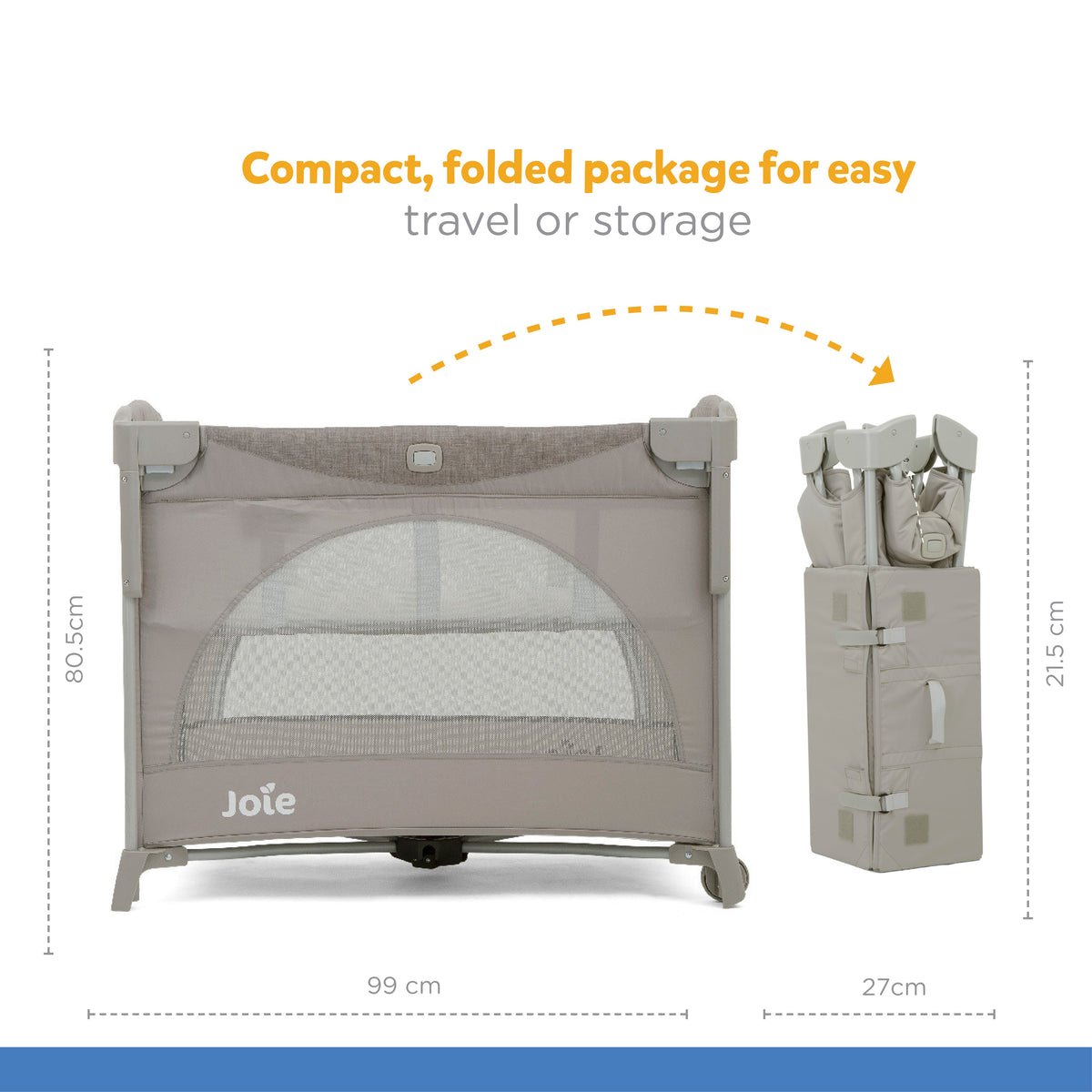 Joie Kubbie Sleep Playard || Fashion - Satellite || Birth+ to 36months - Toys4All.in