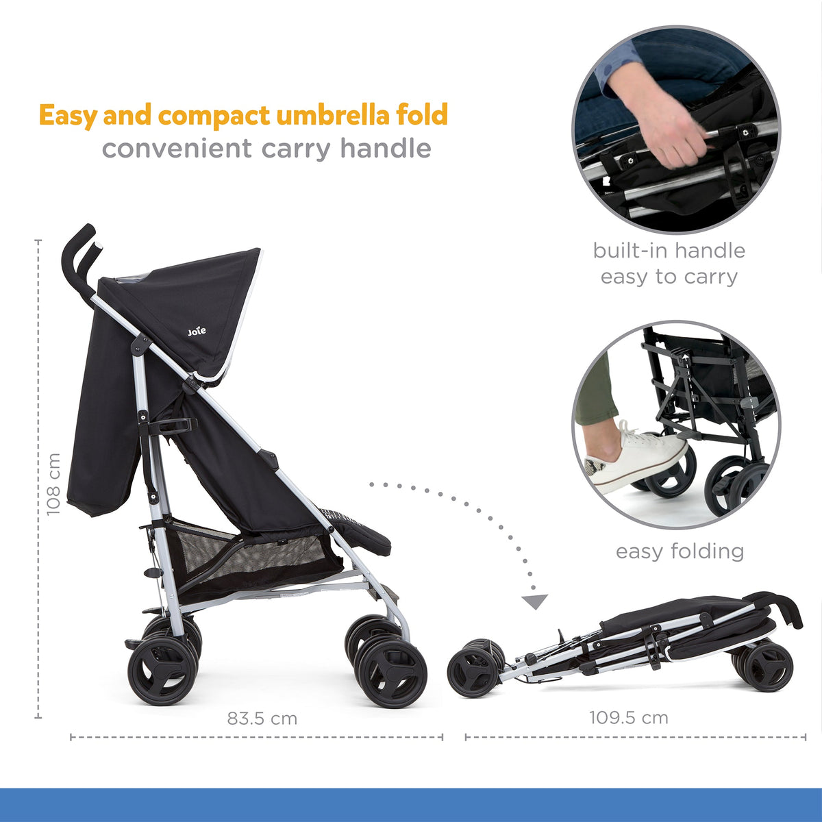 Joie Rapid Stroller || Fashion-Skewed Lines Caviar || Used for Birth+ to 36months