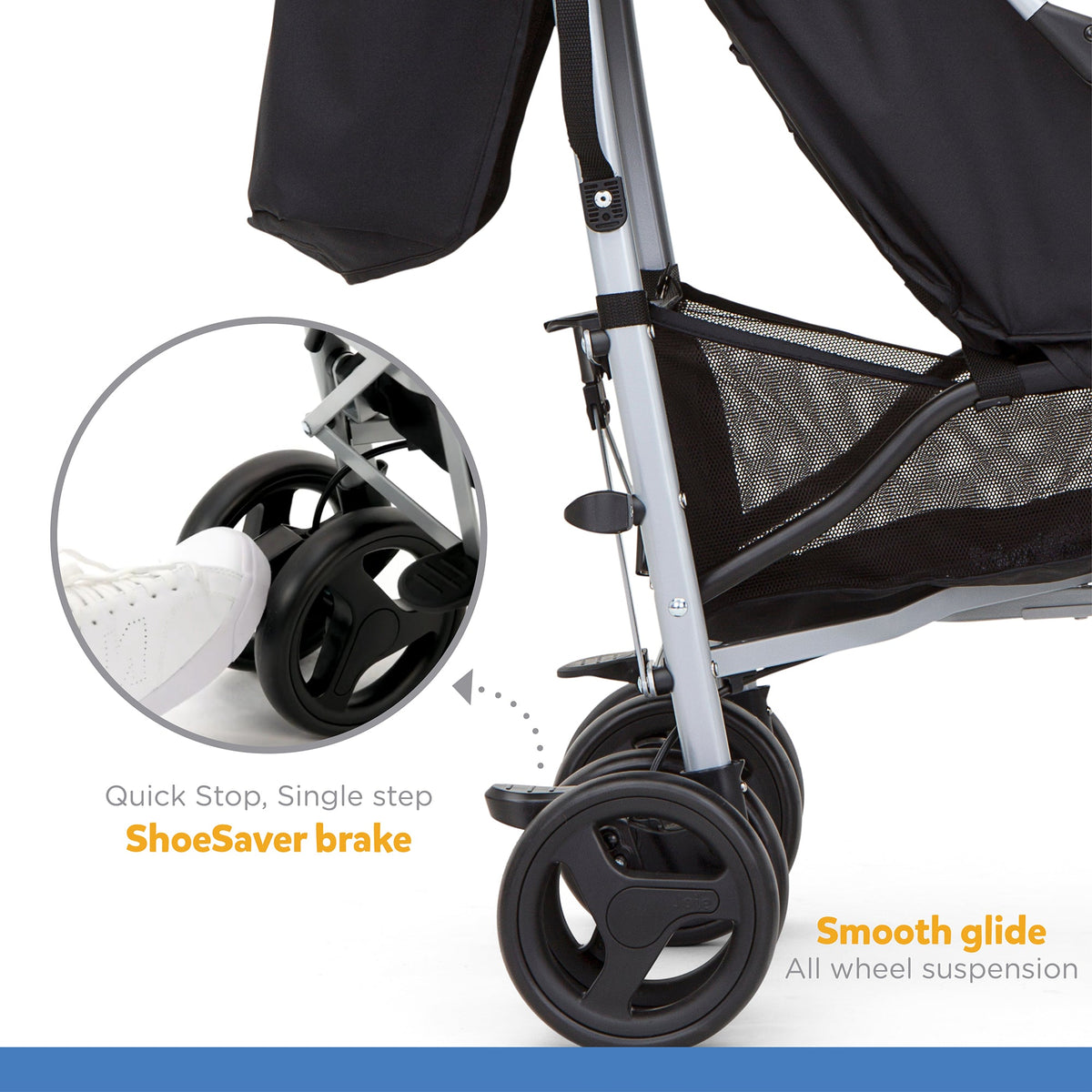 Joie Rapid Stroller || Fashion-Skewed Lines Caviar || Used for Birth+ to 36months