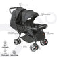 Moon Magnum Twin Stroller Black Birth to 15 kg - Open Box