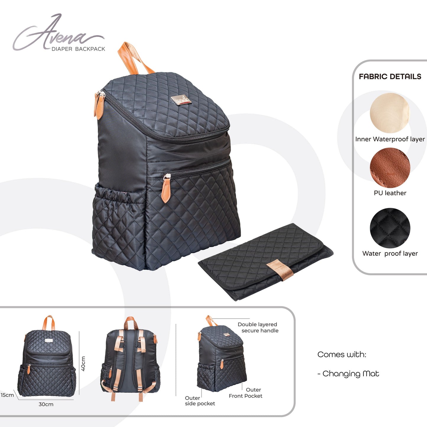 Moon Avena Diaper Bags Dark Grey Birth to Adult - Open Box
