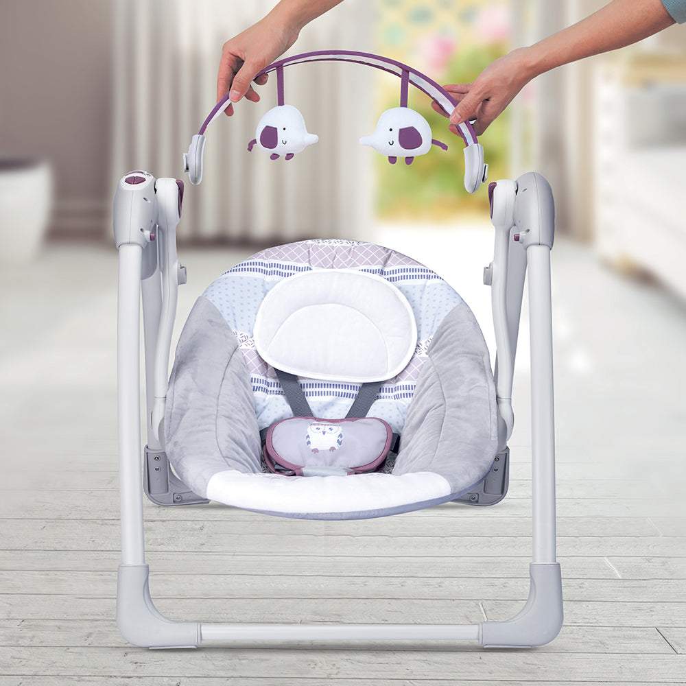 Mastela Deluxe Portable Swing || Fashion-Grey || Birth+ to 24months - Toys4All.in