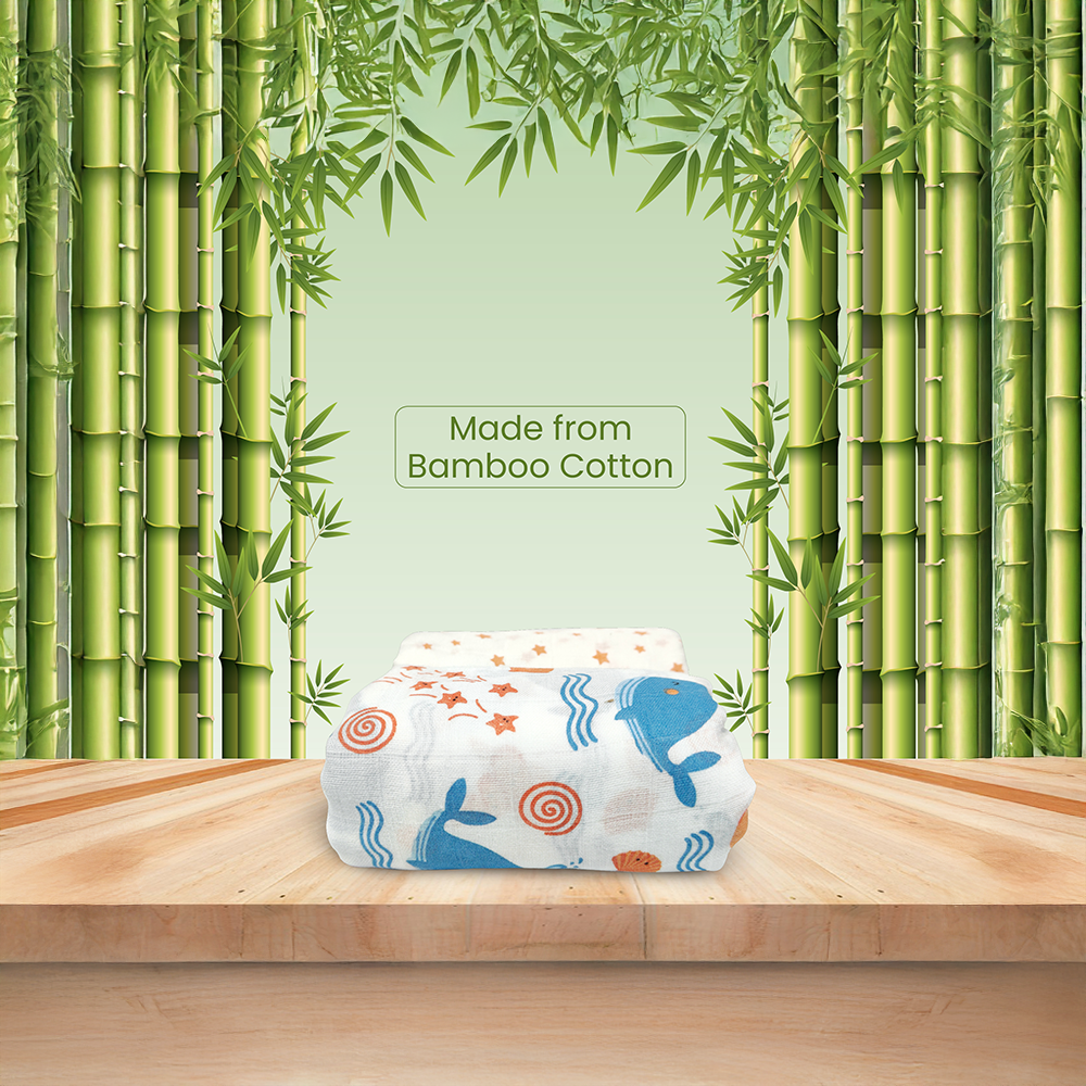 Nuluv Blue Whale Design Swaddle Wrap (0 to 6 Months) White