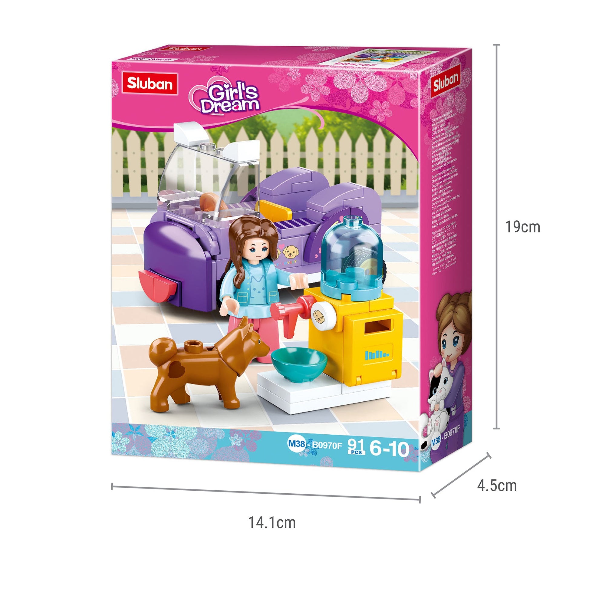Playzu By Sluban Girls Dream Dog Feeding Area Building Blocks Toys || 6years++