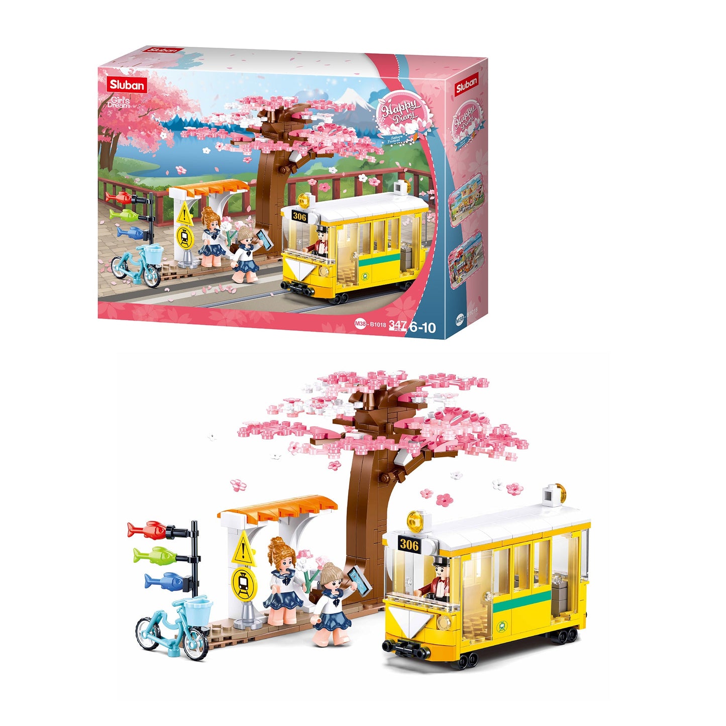 Playzu By Sluban Happy Diary Downtown Tram Building Blocks Toys || 6years++