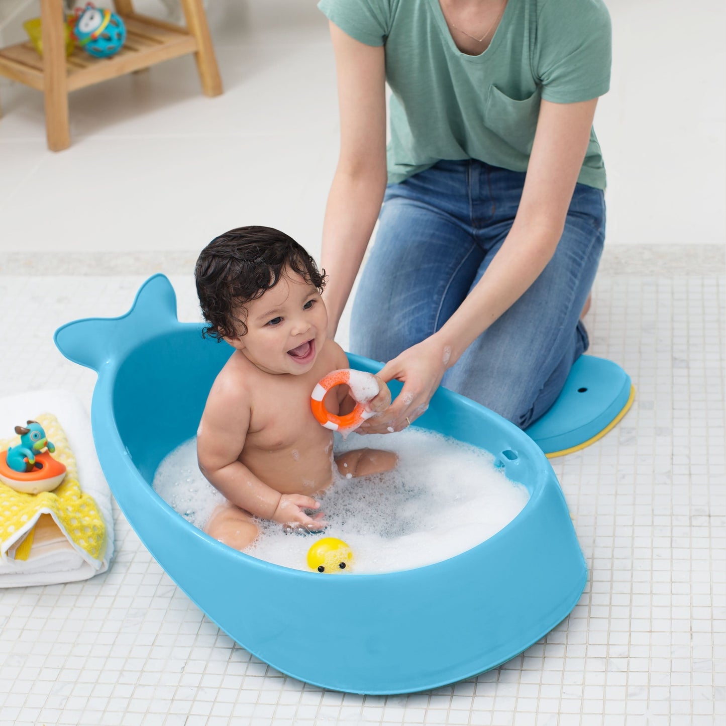 Skip Hop Blue Color Moby Smart Sling 3-Stage Bath Tub || Birth+ to 36months