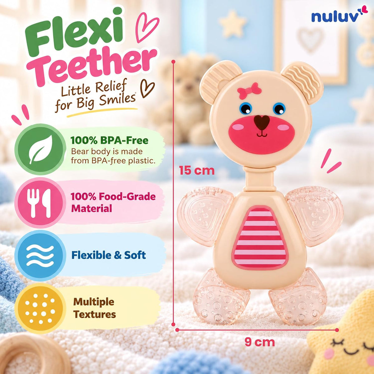 Nuluv Water Filled Teether (Flexi Bear) - BPA Free