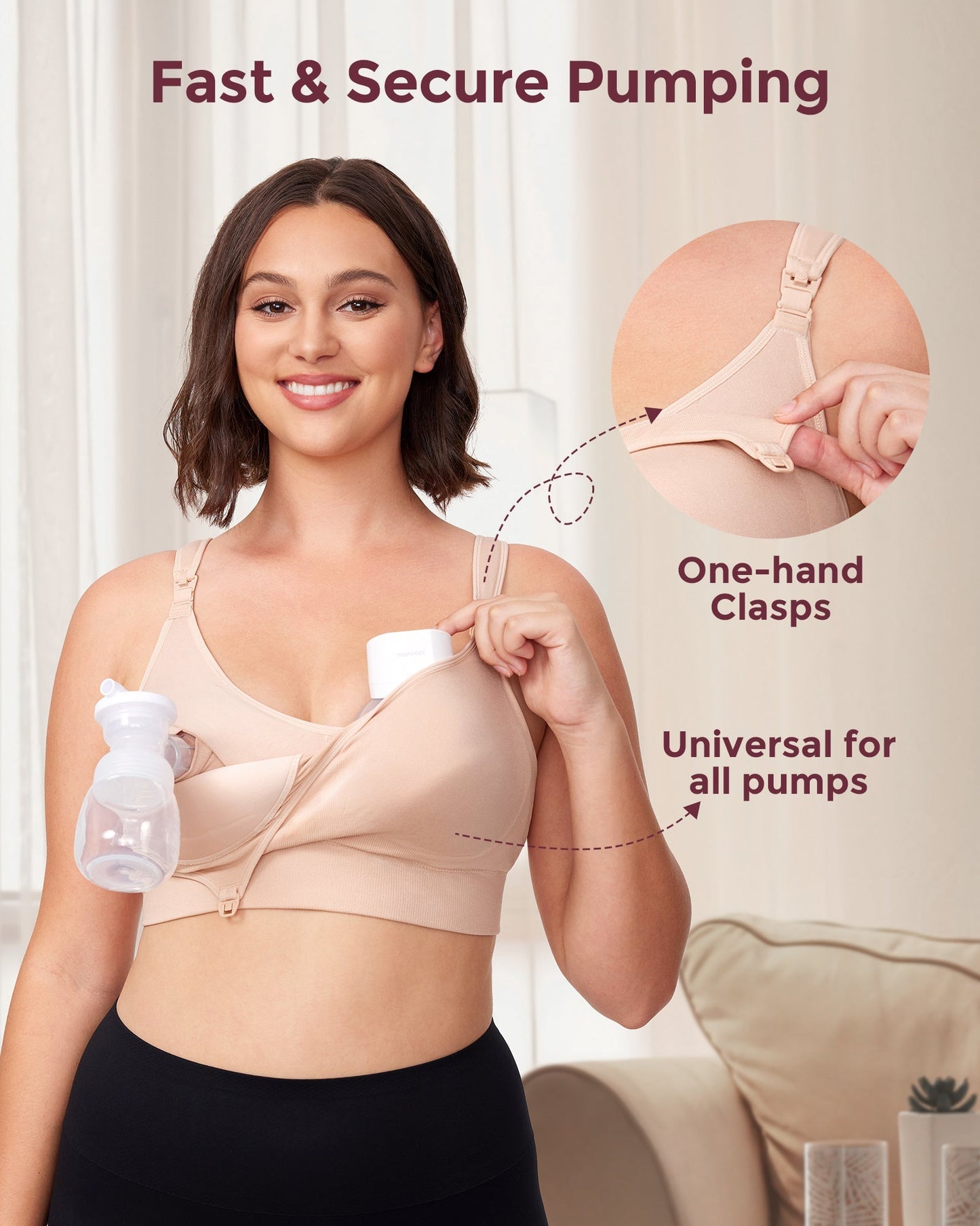 Momcozy Maternity Accessory 4-in-1 Hands-Free Pumping Bra - Skin