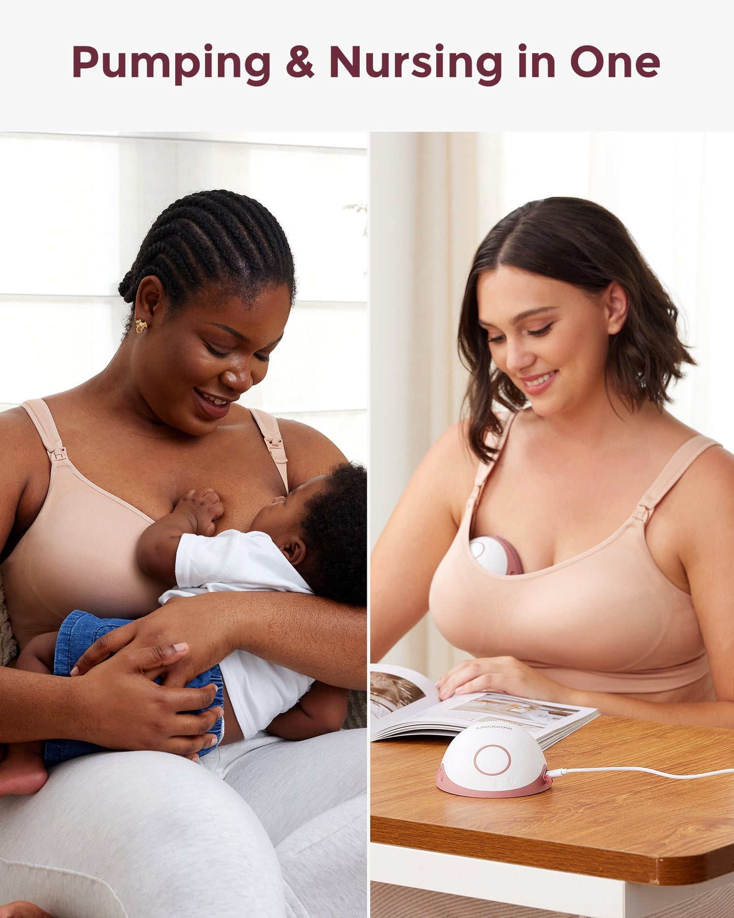Momcozy Maternity Accessory 4-in-1 Hands-Free Pumping Bra - Skin