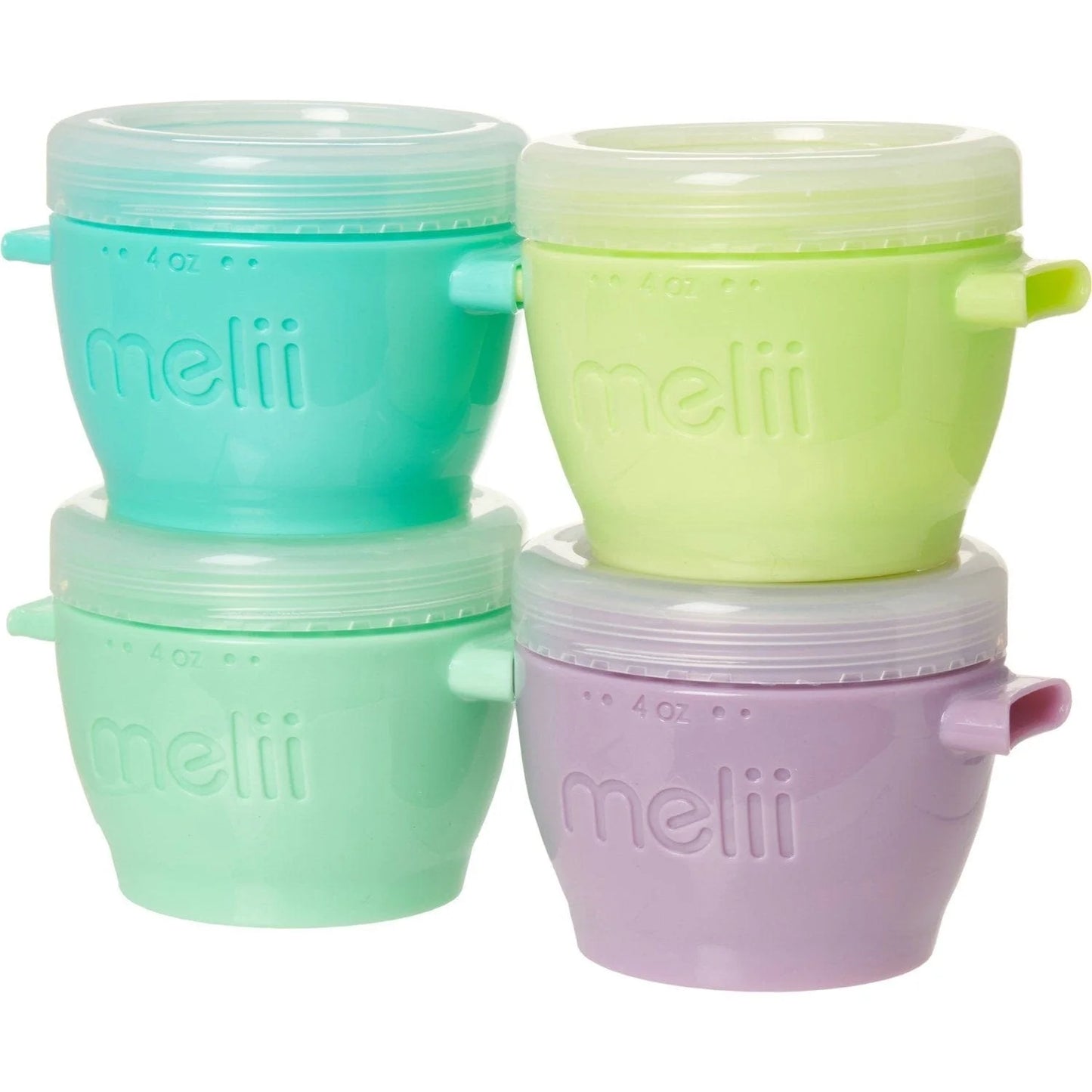 Melii Snap & Go Pods (6oz) - 4 piece set Multicolor ~ 3 to 24 Months- Open Box